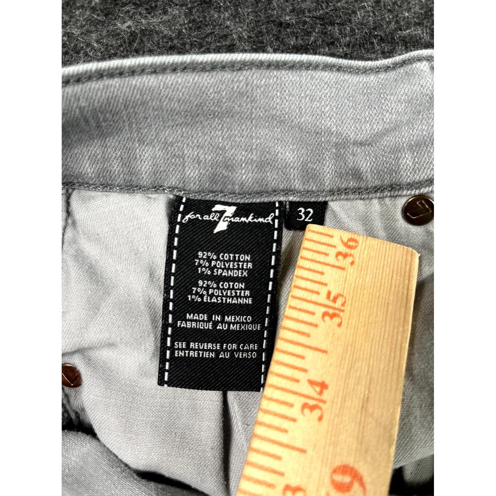 7 For All Mankind Slimmy Jeans Mens 32 Gray Denim Cotton Stretch Straight Leg - Picture 9 of 12